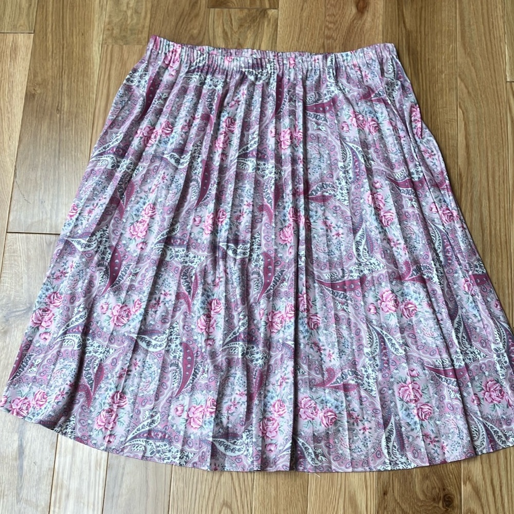 Vintage paisley plisse skirt plus 1X